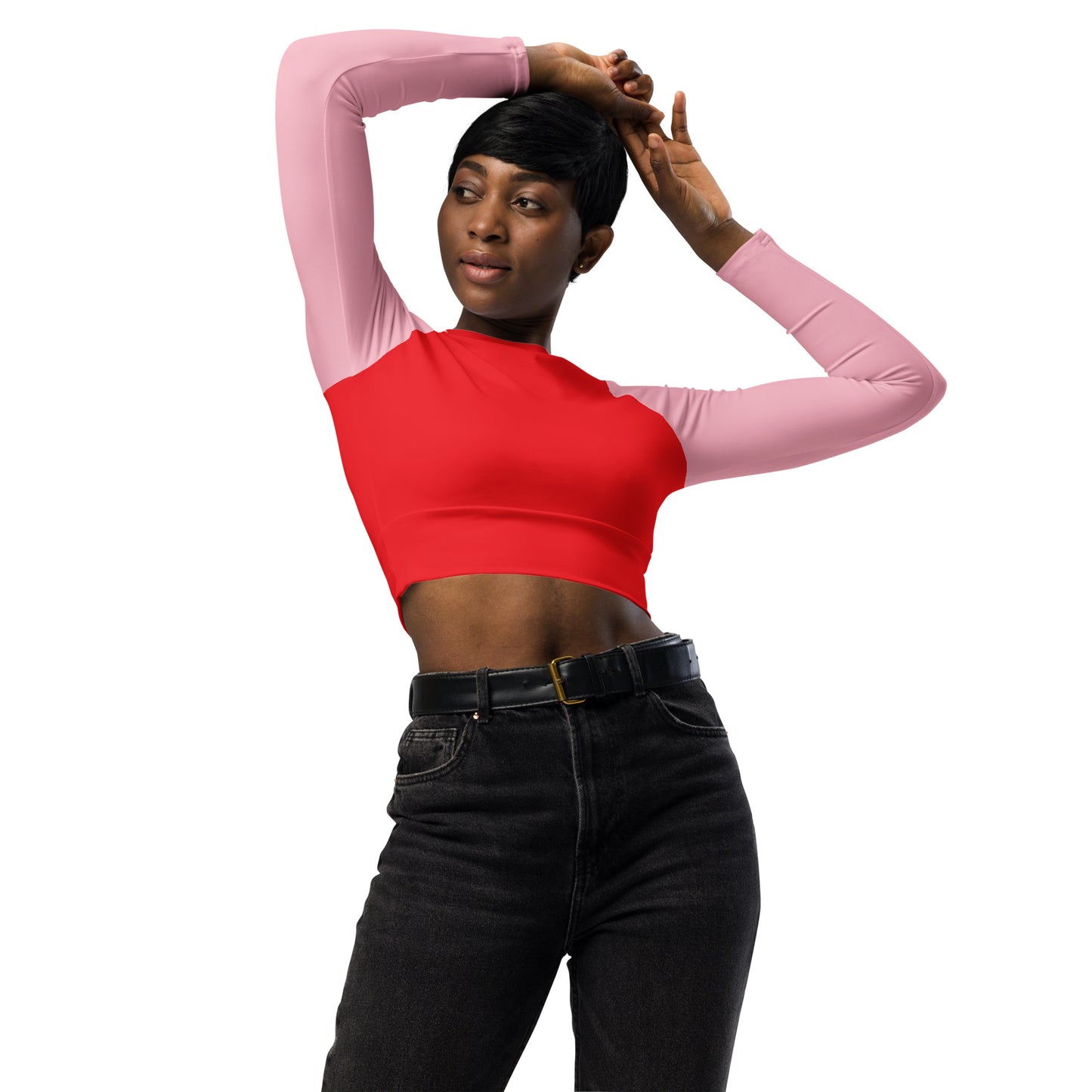 Recycled long-sleeve crop top