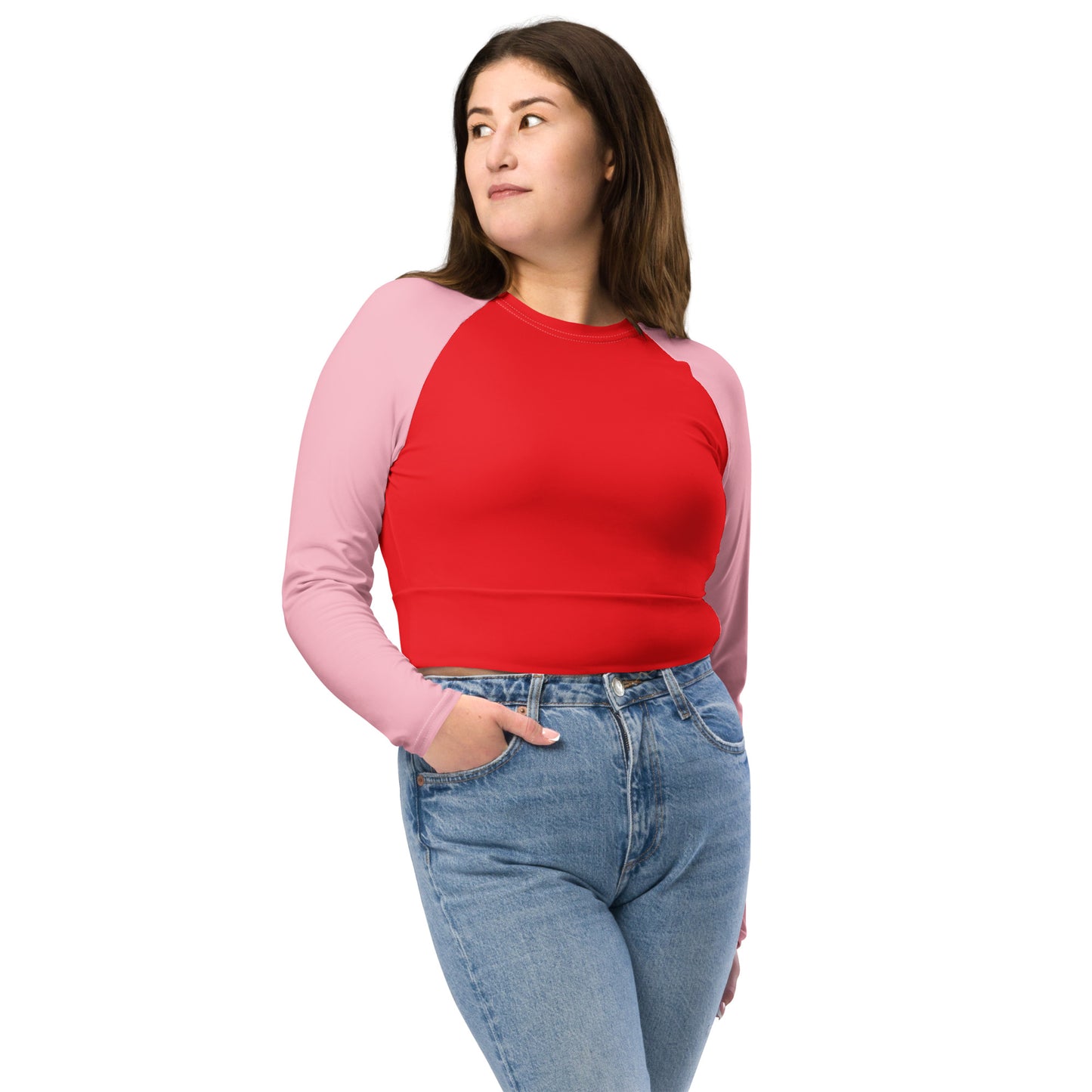 Recycled long-sleeve crop top