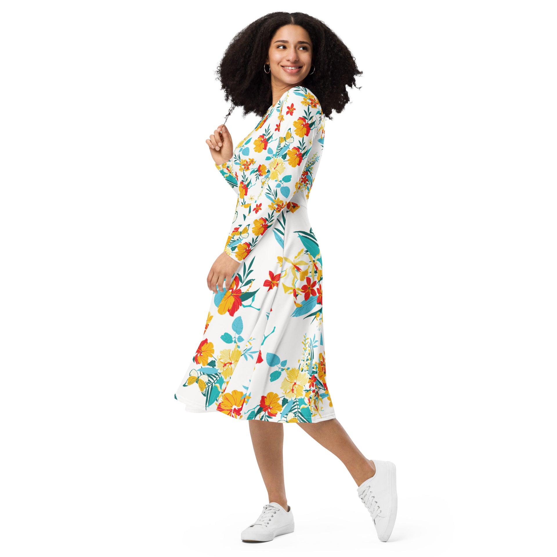 All-over print long sleeve midi dress All-over print long sleeve midi dress